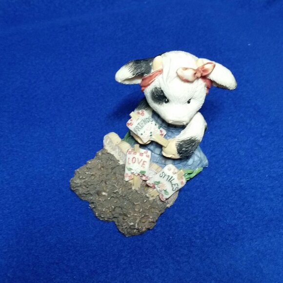 Mary's Moo Moos Sowing The Seeds Of Friendship Figurine 207004 Cow In Garden - Picture 9 of 10
